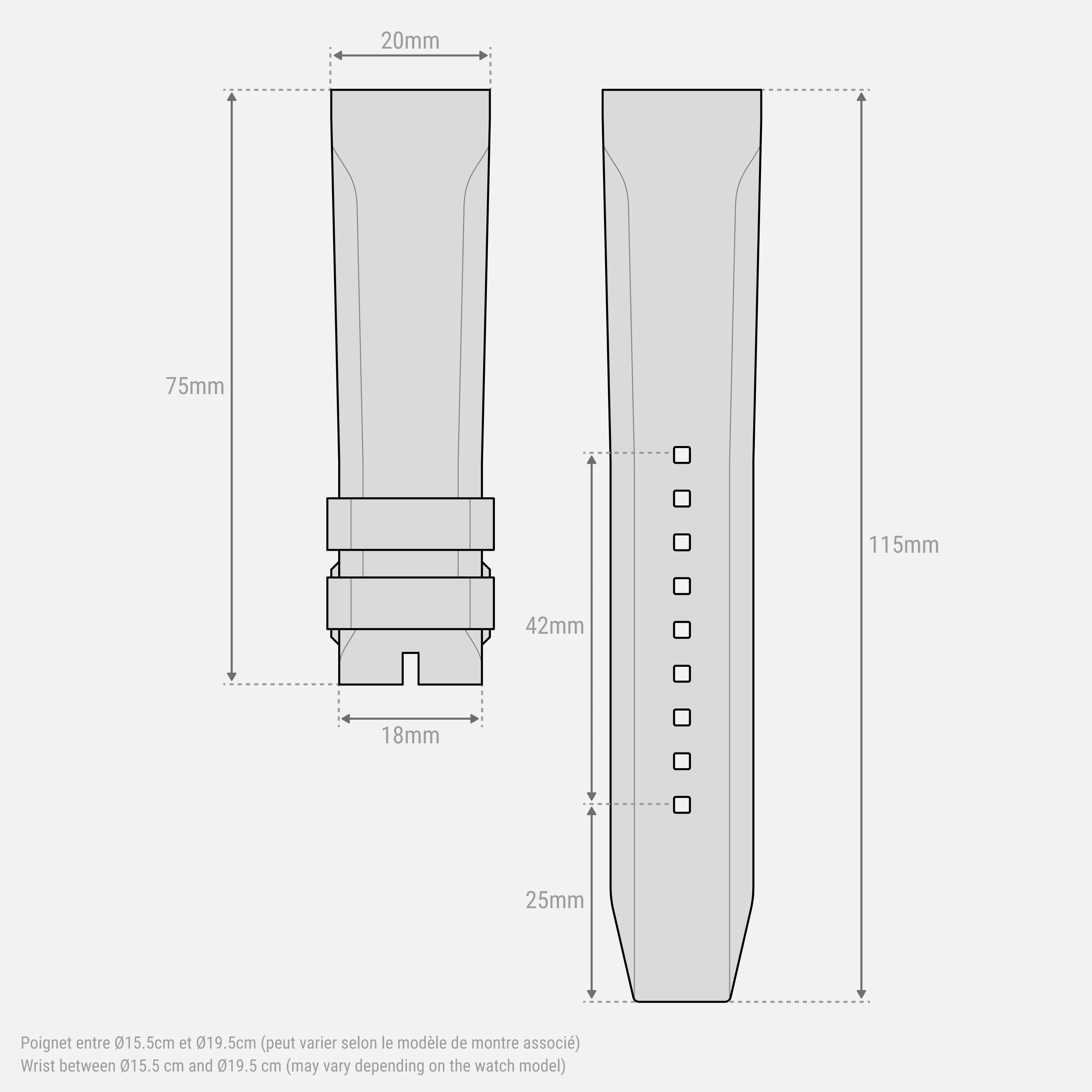 Bracelet caoutchouc noir NBR 20mm - Image 4