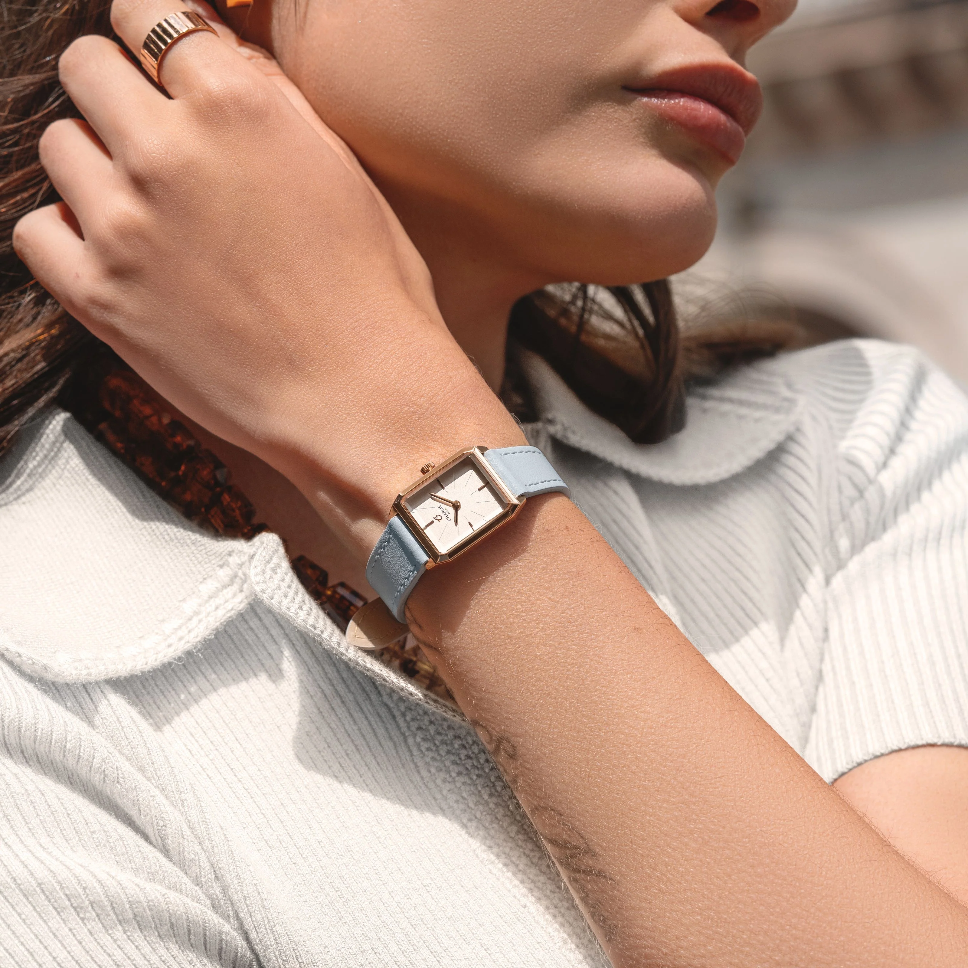 Bracelet cuir bleu azur 14mm - Image 2