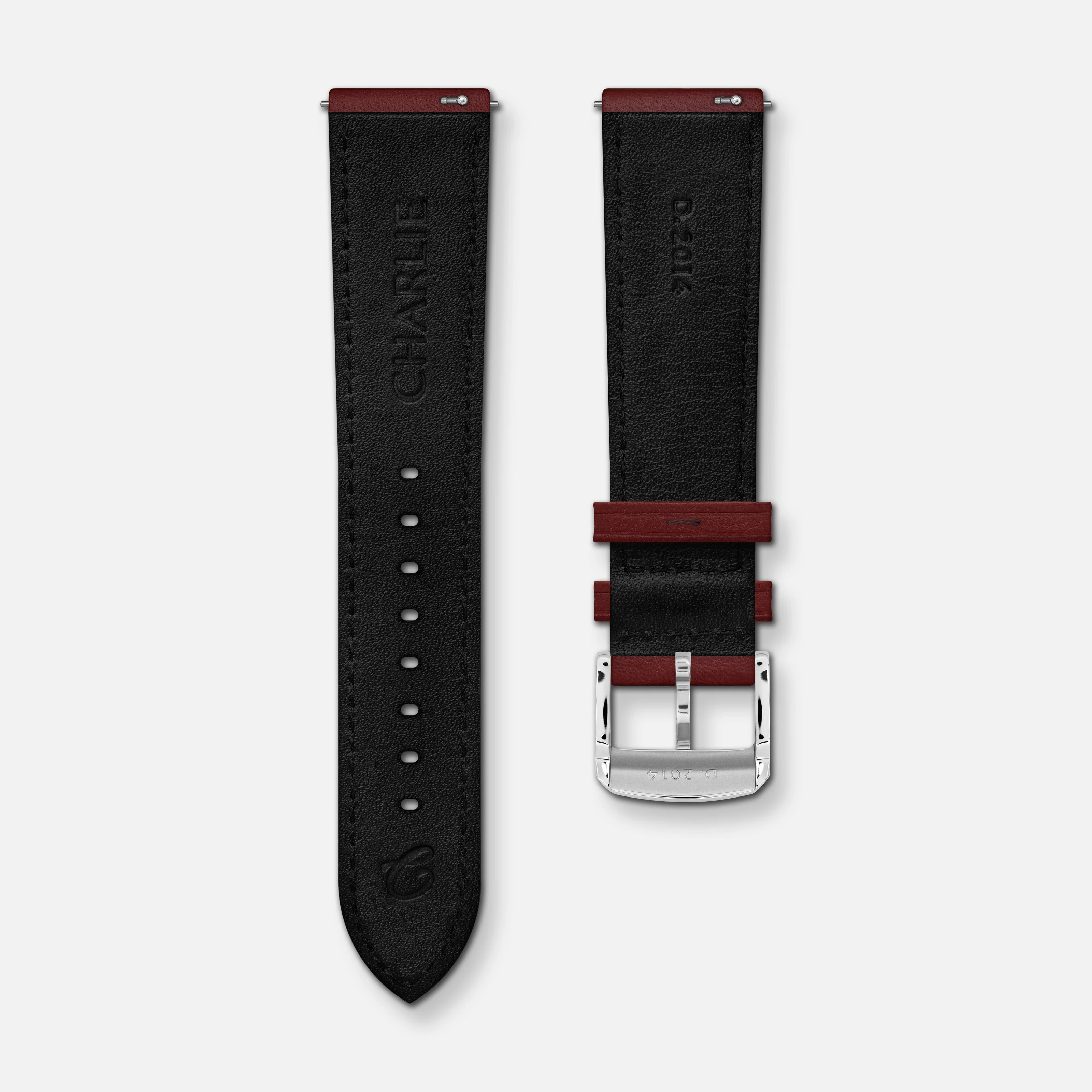 Bracelet cuir bordeaux 20mm - Image 2