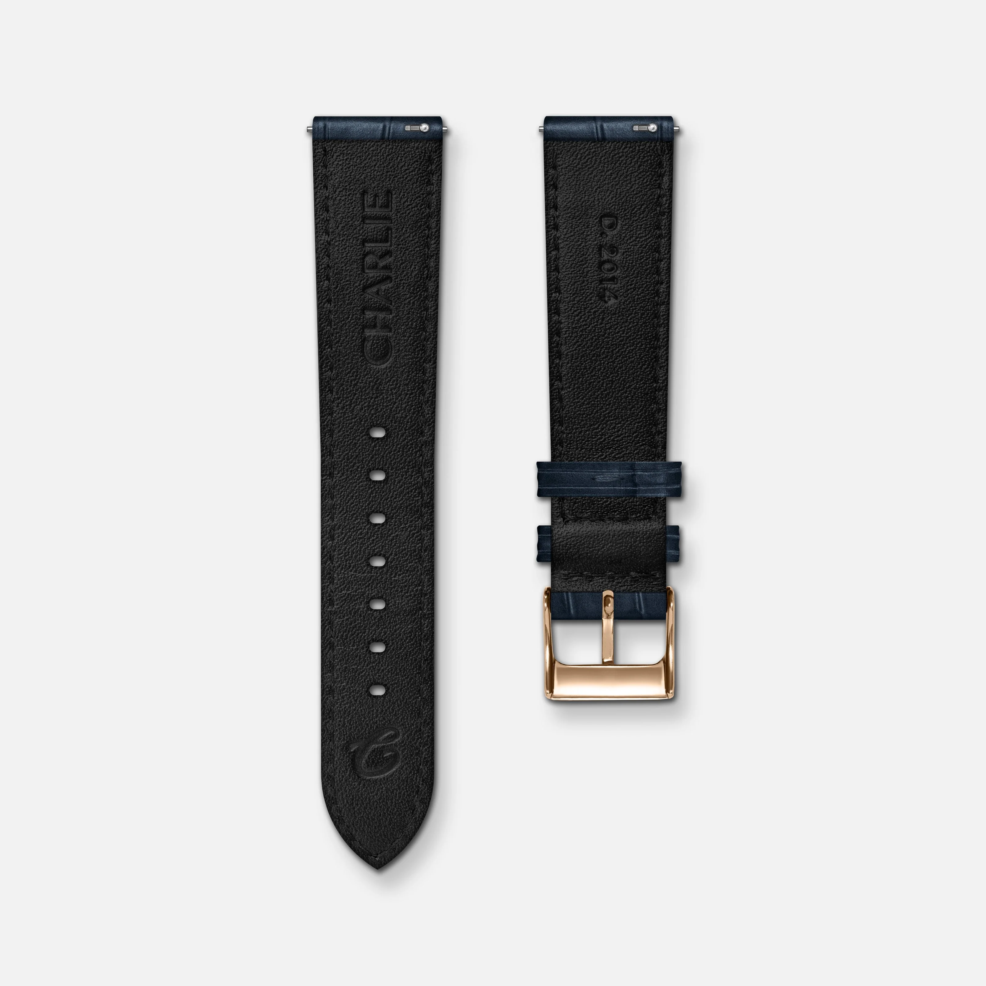 Bracelet cuir crocograin bleu 18mm - Image 3