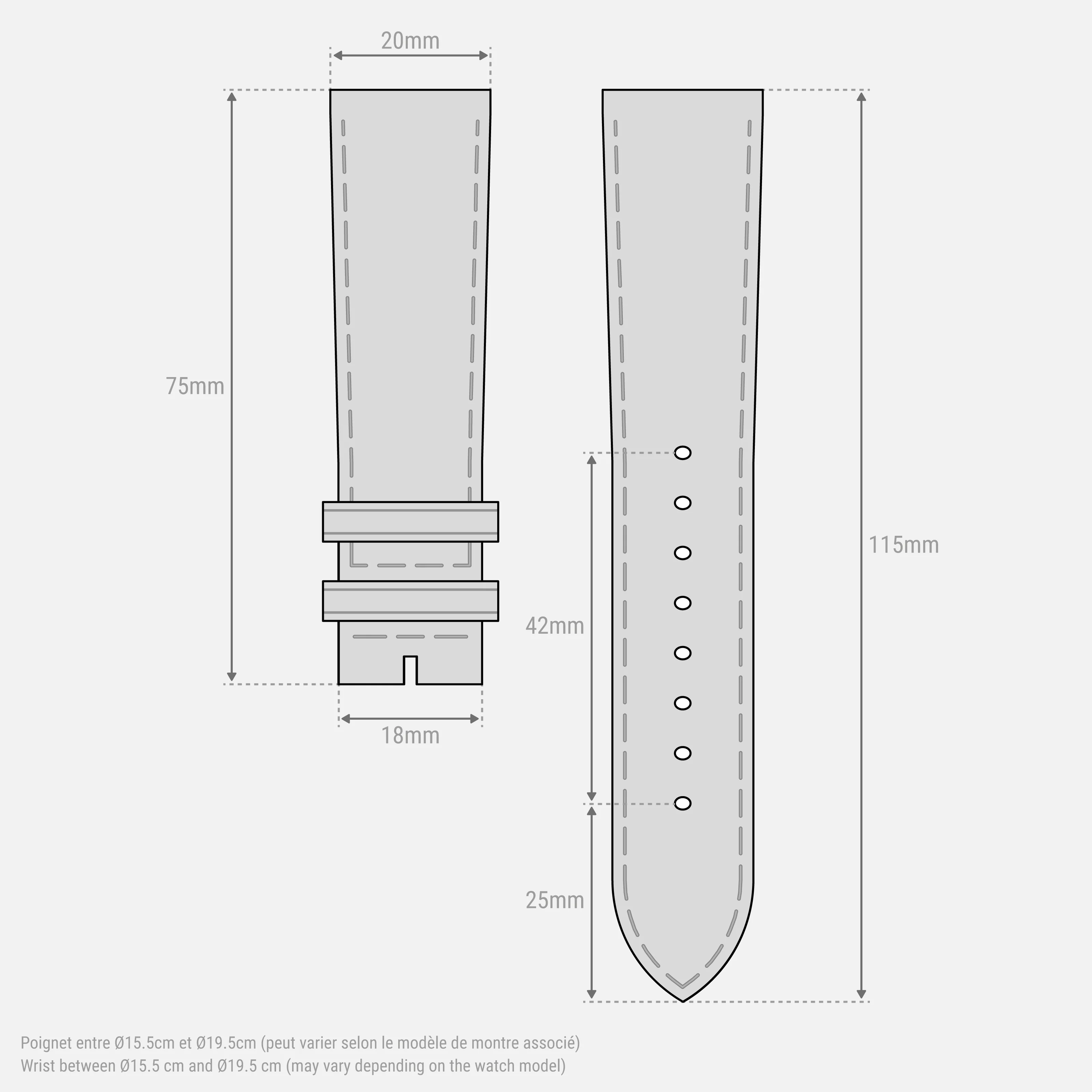 Bracelet cuir sable 20mm - Image 4