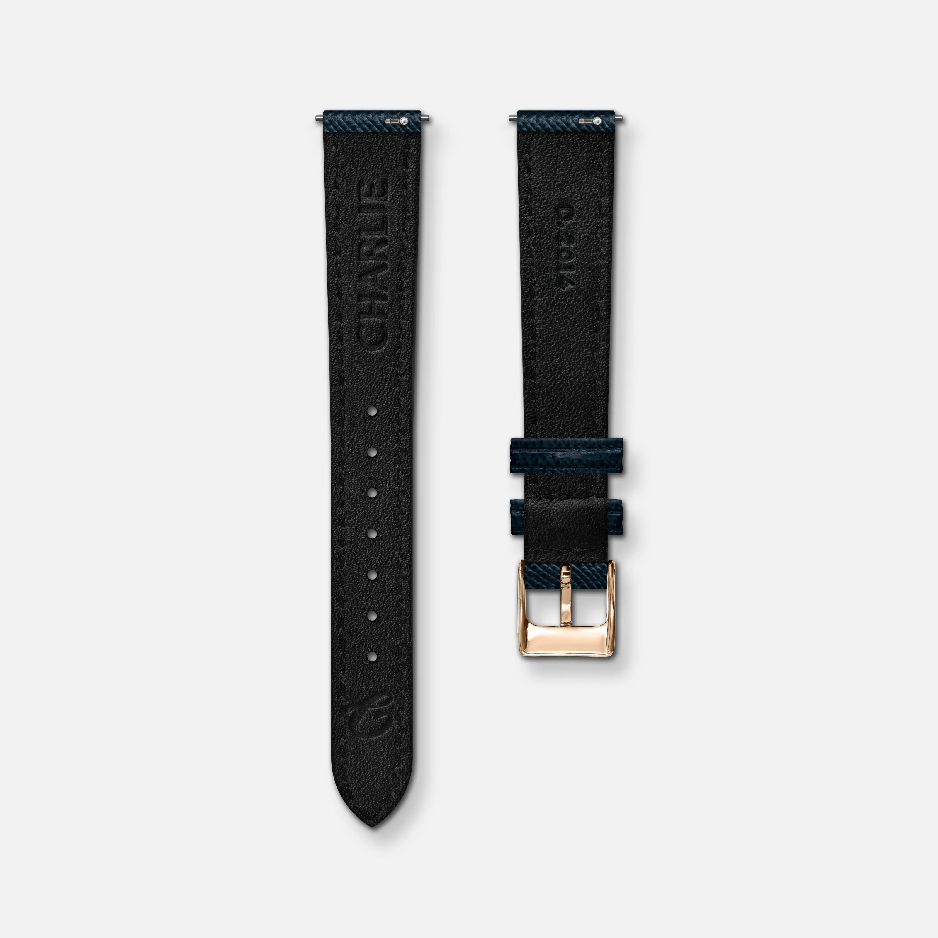 Bracelet cuir saffiano bleu 14mm - Image 3