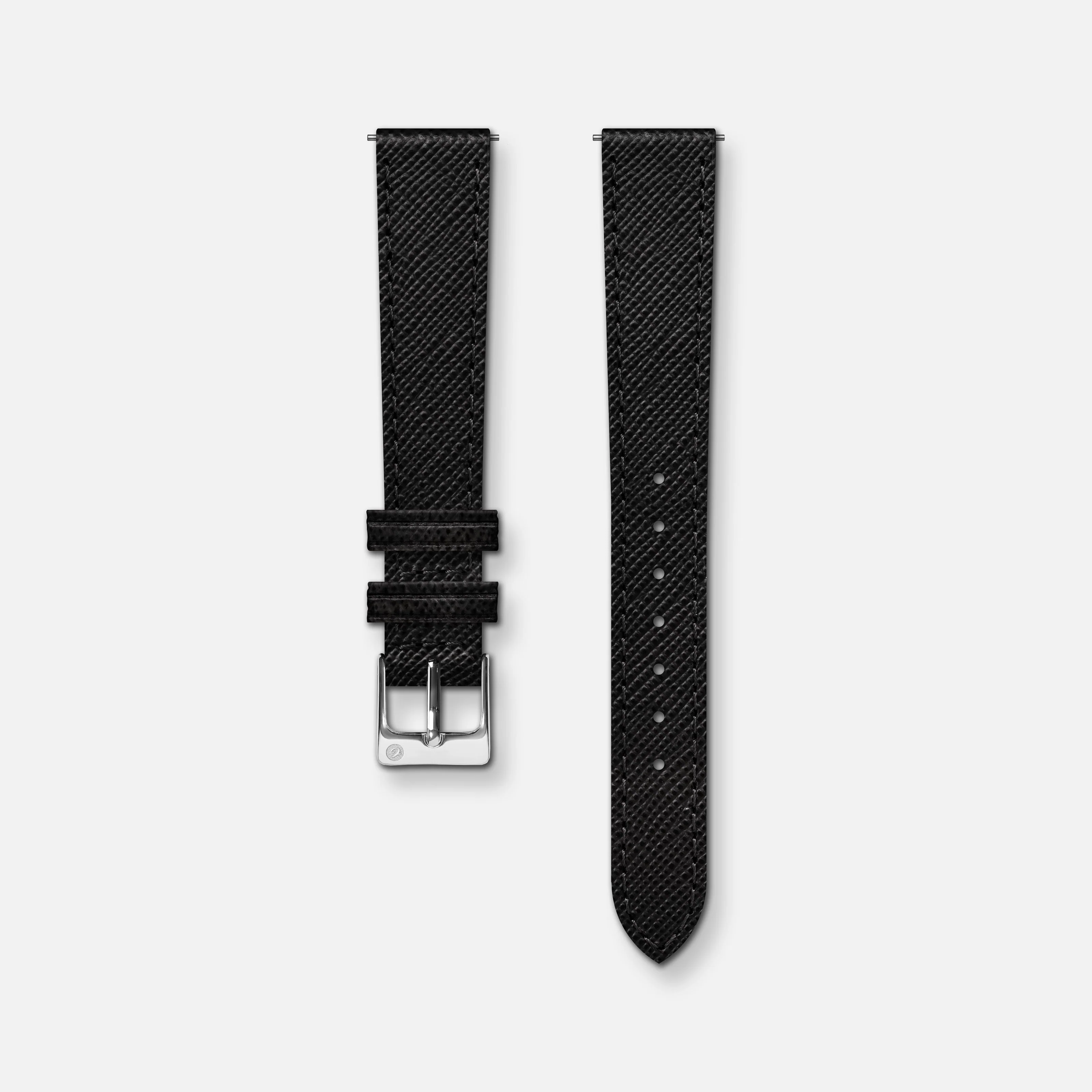 Bracelet cuir saffiano noir 14mm - Image 4