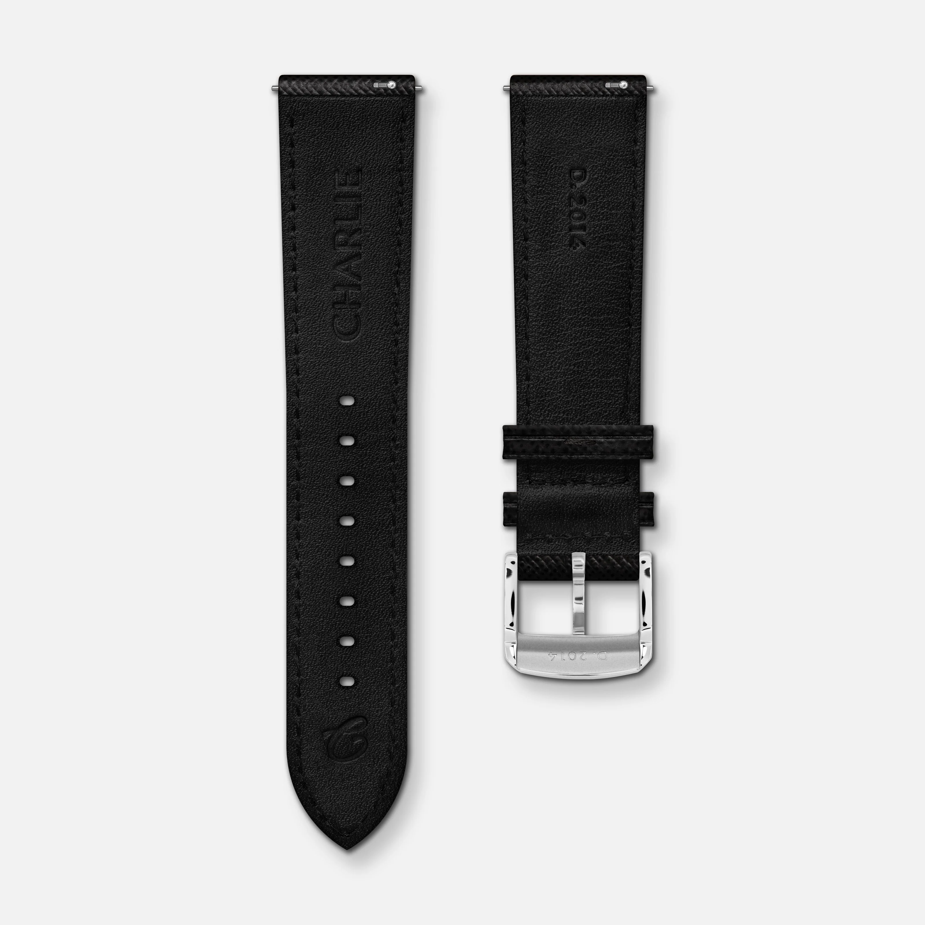 Bracelet cuir saffiano noir 20mm - Image 2