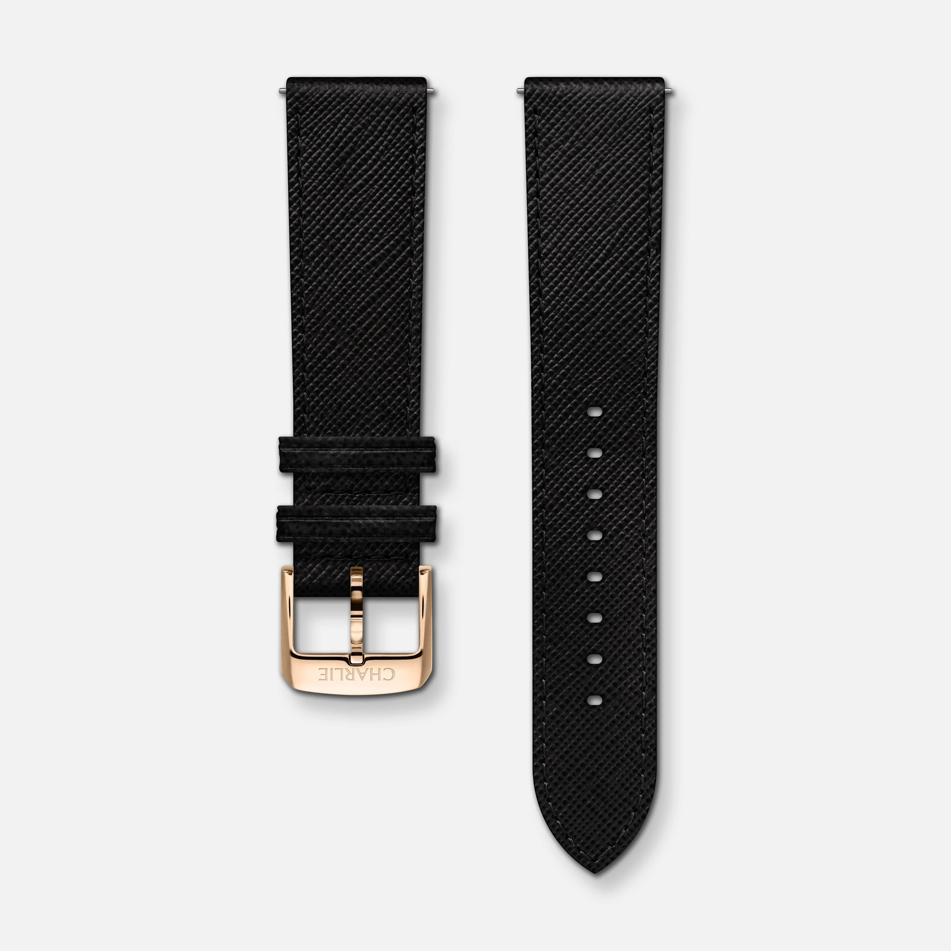 Bracelet cuir saffiano noir 20mm - Image 3