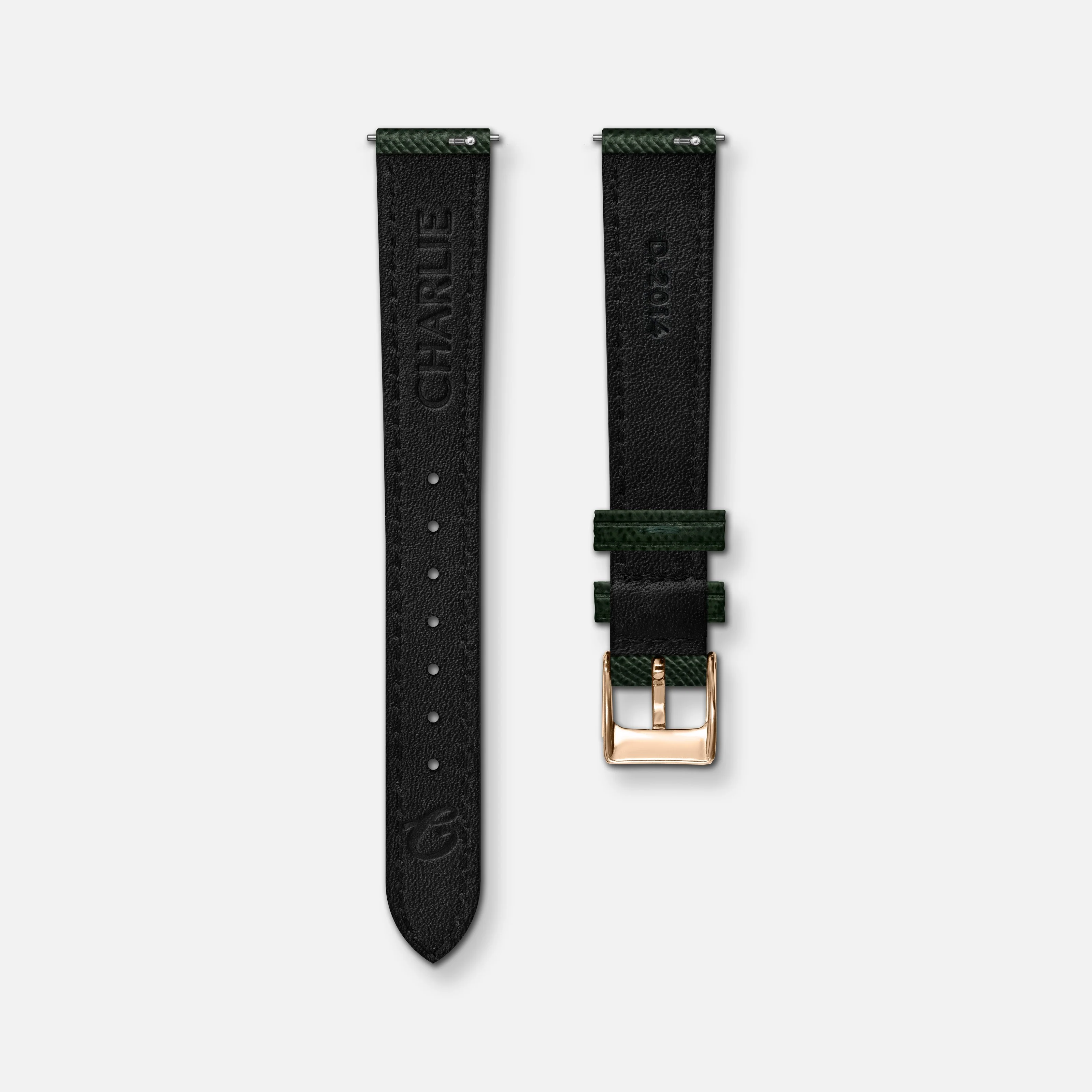 Bracelet cuir saffiano vert 14mm - Image 2