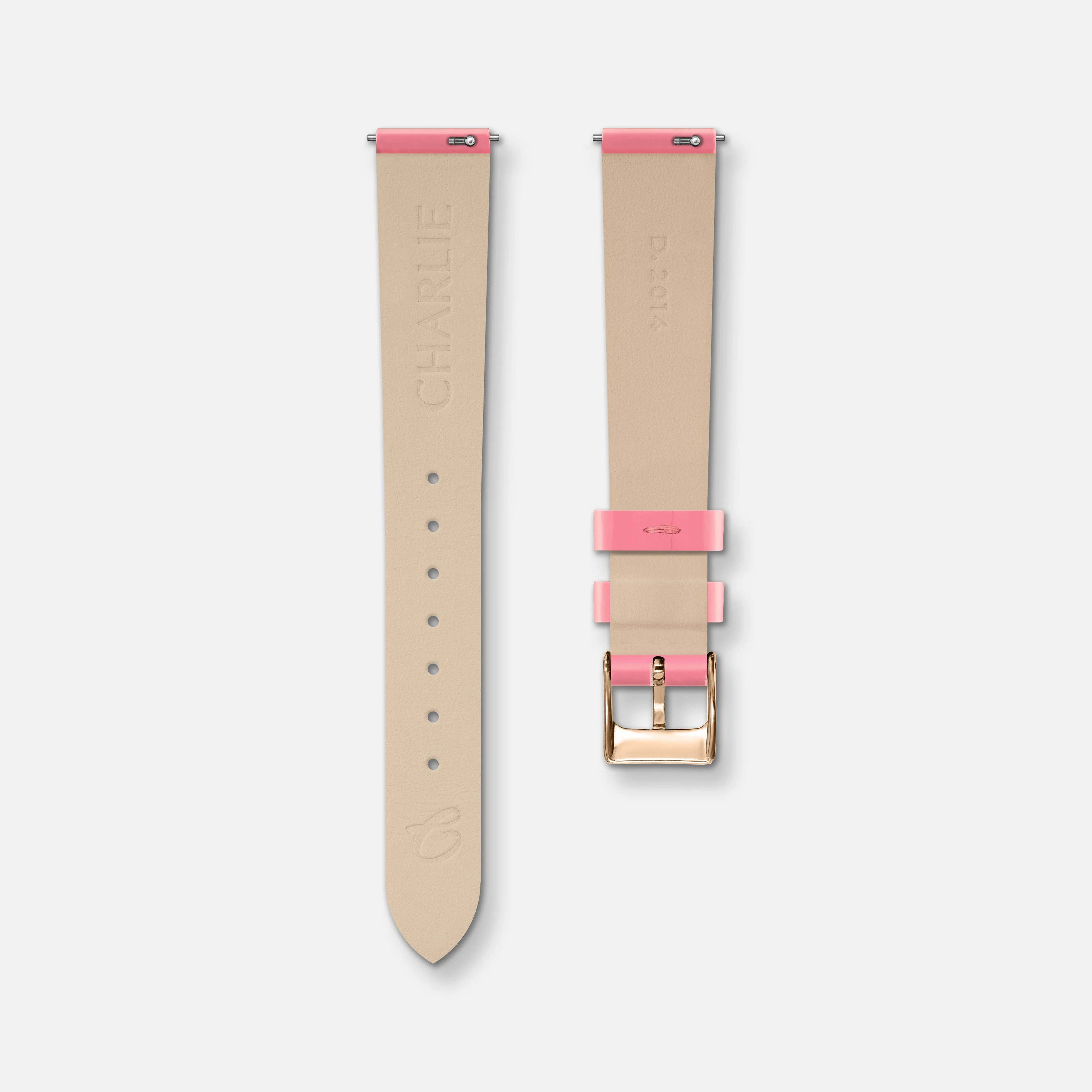 Bracelet cuir vernis rose 14mm - Image 2