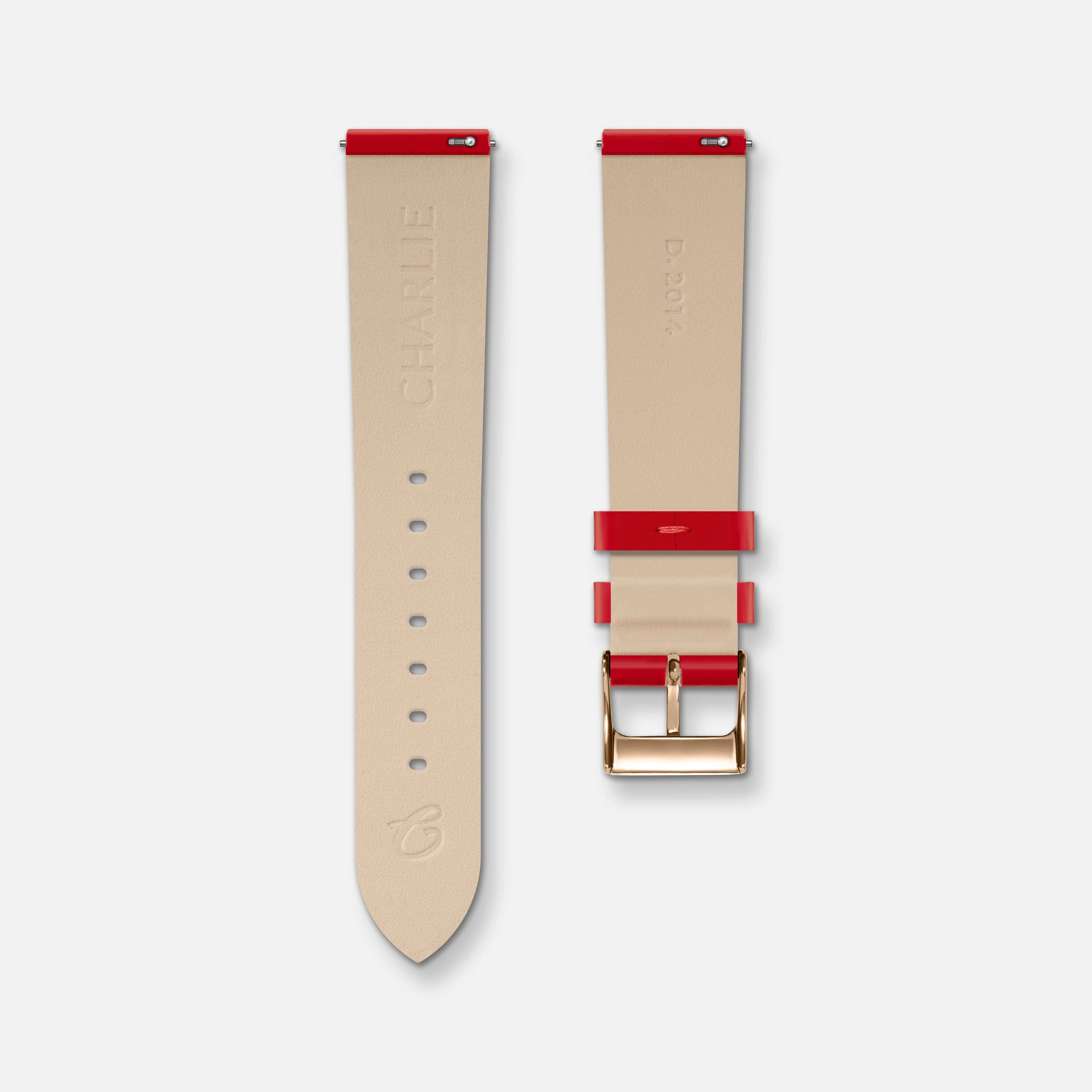 Bracelet cuir vernis rouge 18mm - Image 2