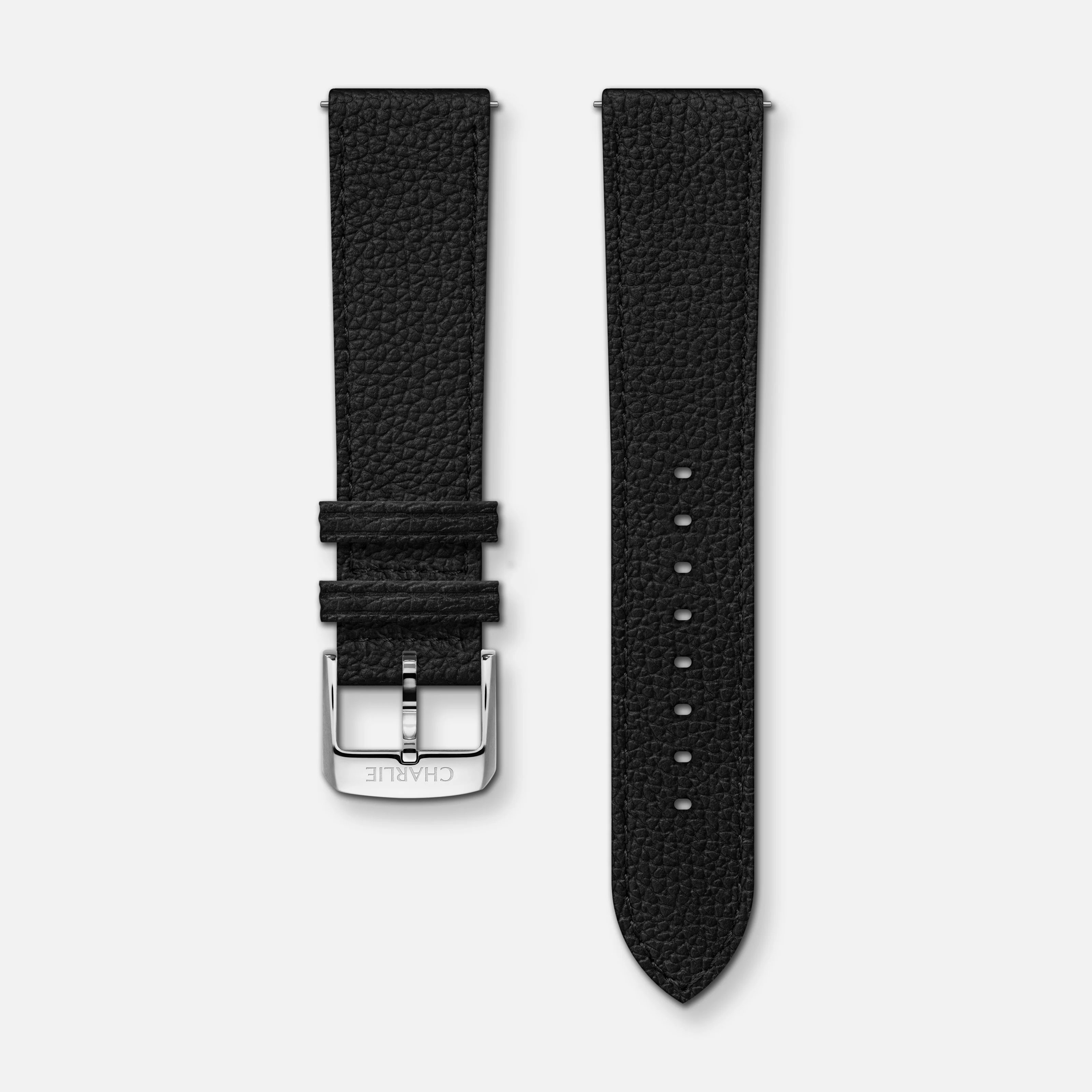 Bracelet cuir grainé noir 20mm