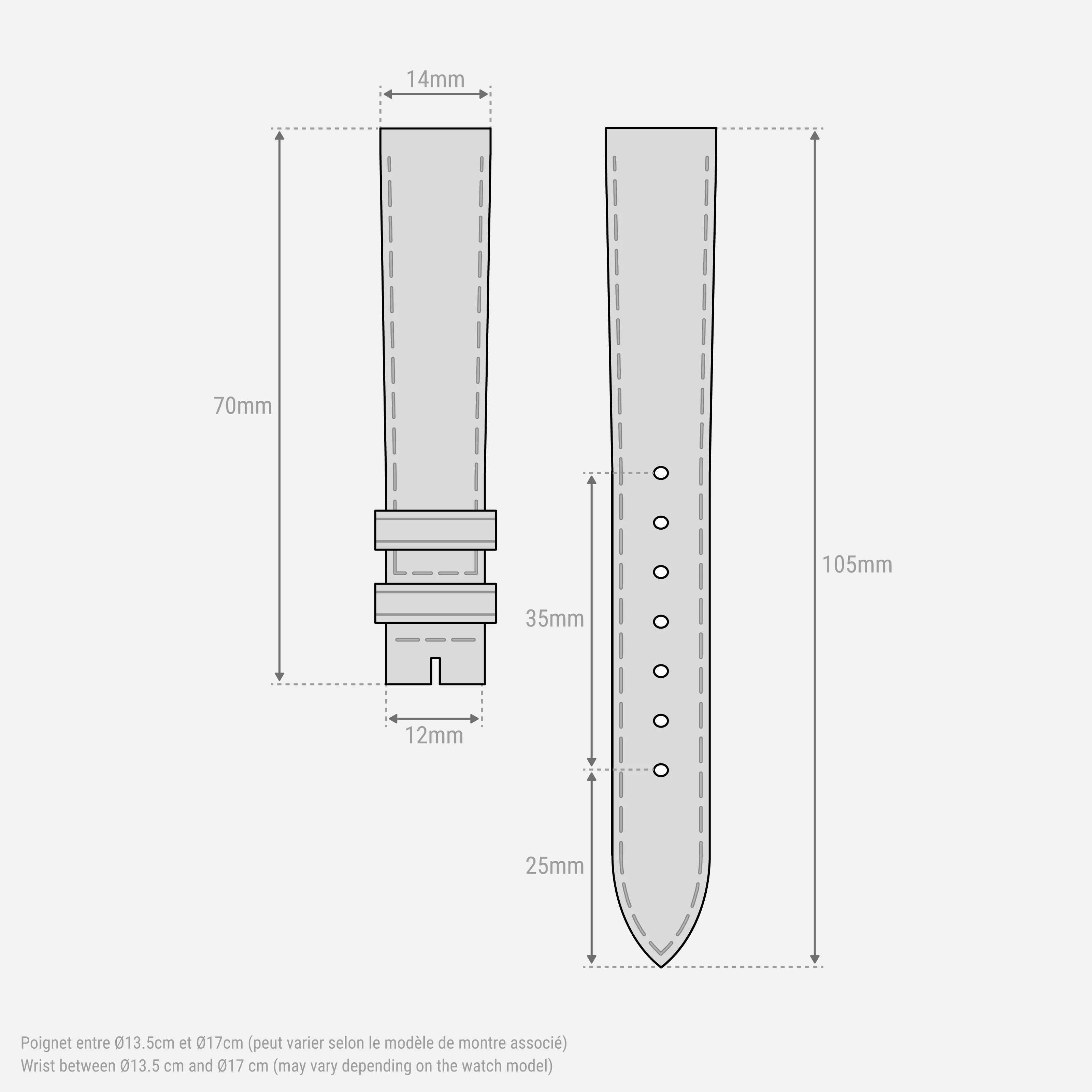Bracelet cuir sable 14mm - Image 3