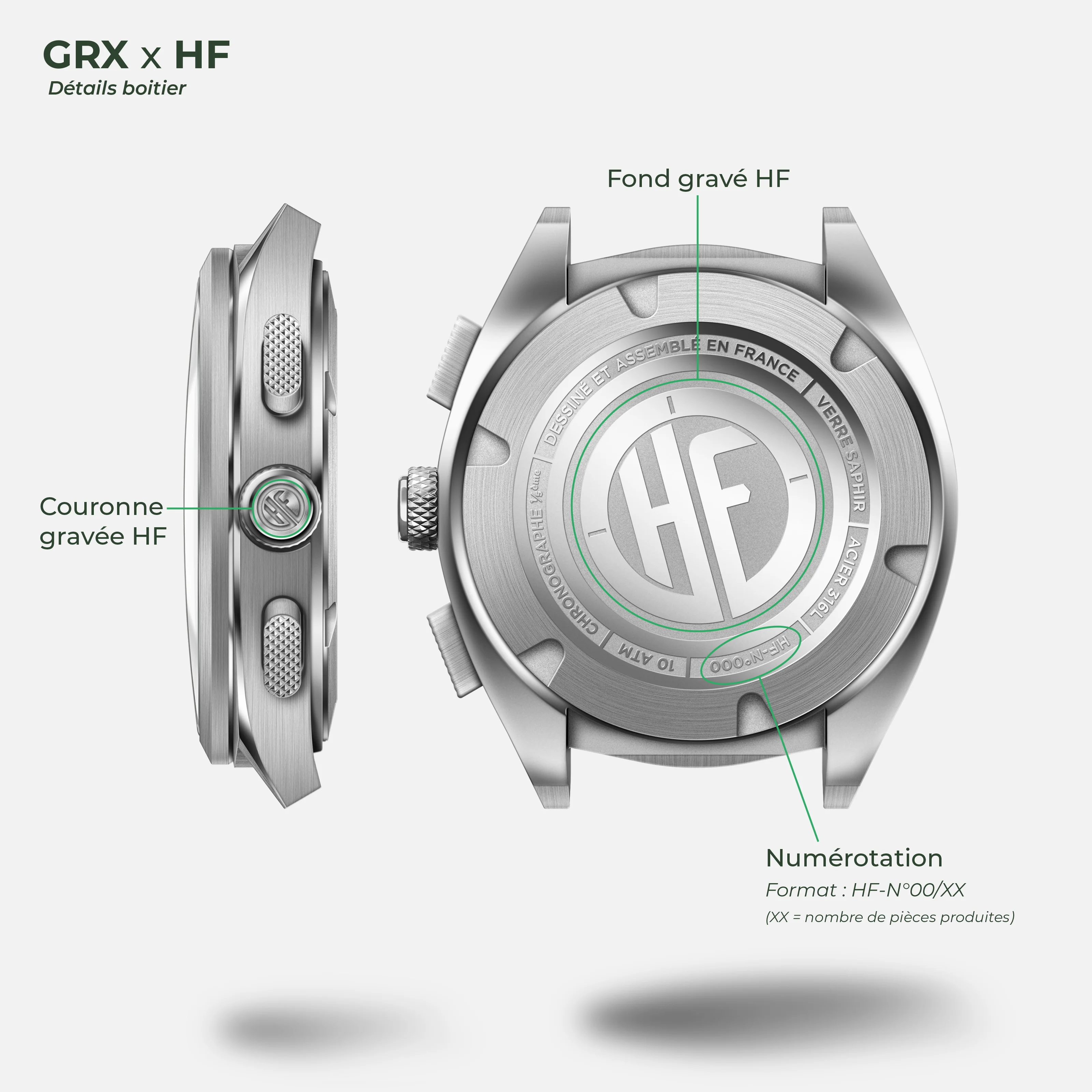 GRX - Mecaquartz Chronographe - HF "SALVIA" - Image 3